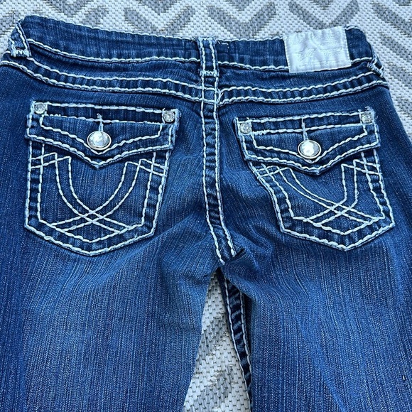 LA idol Y2K ladies western  7 boot cut Jean with bling pockets thick thread - Picture 9 of 16